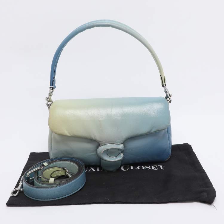 Pre Owned Coach Aqua Ombre Leather Tabby Pillow 26 Shoulder Bag