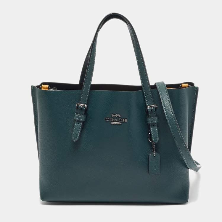 Pre Owned Coach Dark Green Leather Mollie 25 Tote