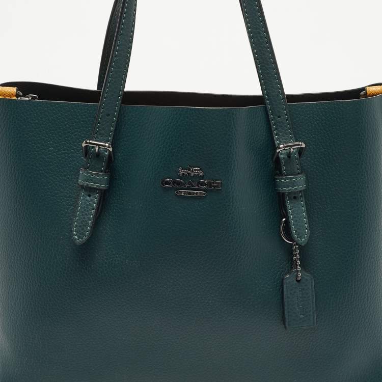 Pre Owned Coach Dark Green Leather Mollie 25 Tote