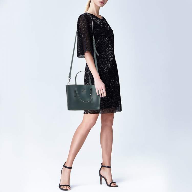 Pre Owned Coach Dark Green Leather Mollie 25 Tote