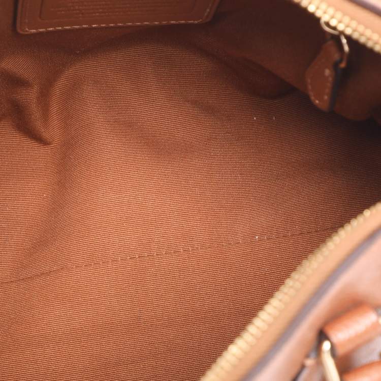 Pre Owned Coach Beige/Brown Signature Coated Canvas and Leather Mini Bennett Satchel