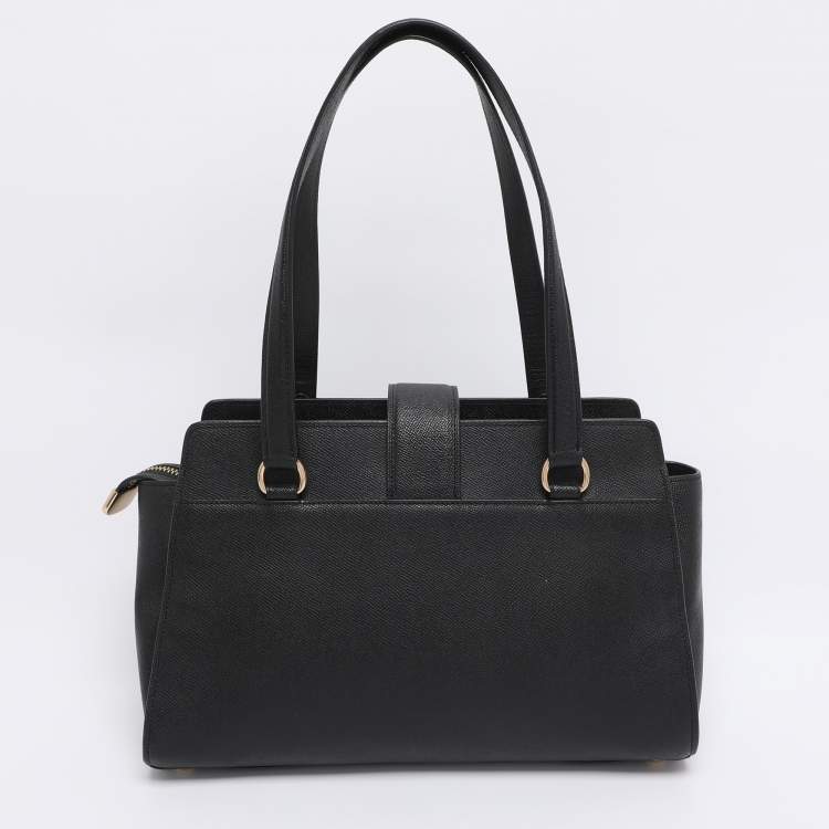 Pre Owned Coach Black Leather Avary Carryall Satchel