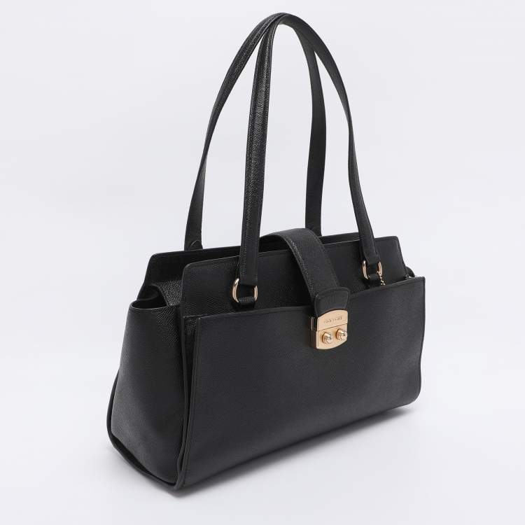 Pre Owned Coach Black Leather Avary Carryall Satchel