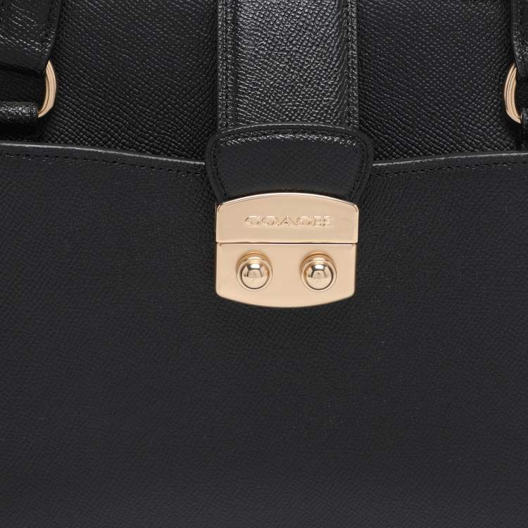 Pre Owned Coach Black Leather Avary Carryall Satchel