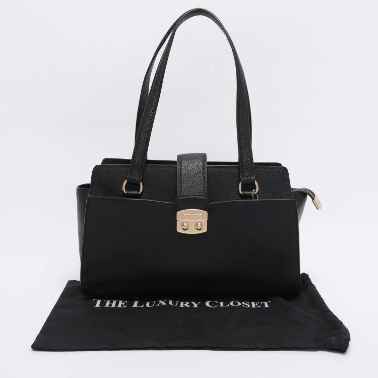 Pre Owned Coach Black Leather Avary Carryall Satchel