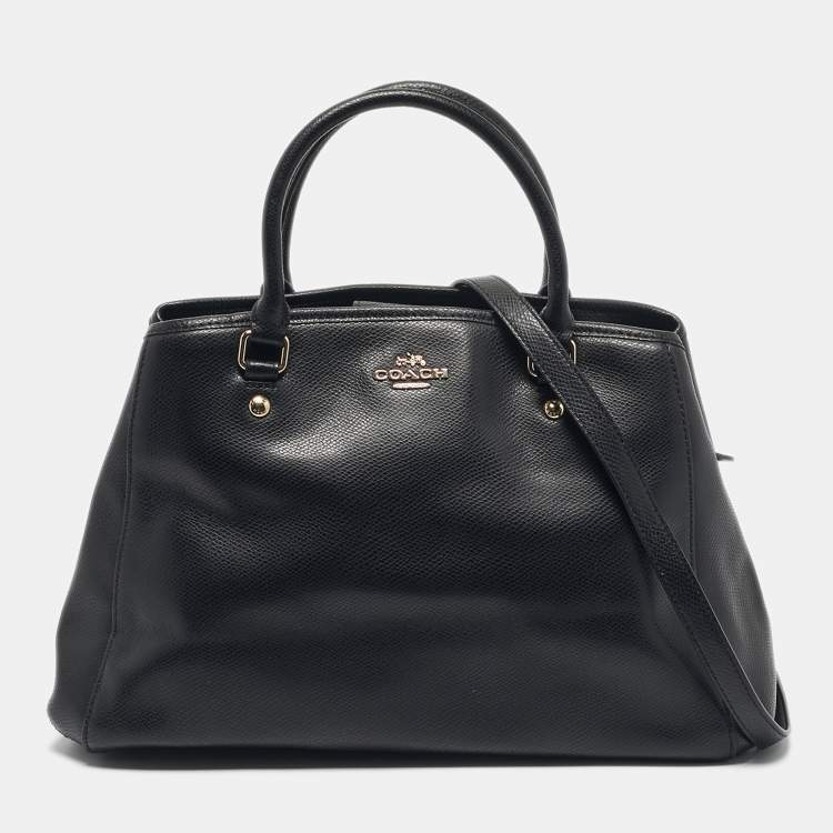 Pre Owned Coach Black Leather Margot Carryall Satchel