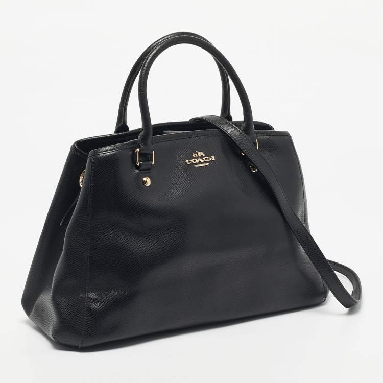 Pre Owned Coach Black Leather Margot Carryall Satchel