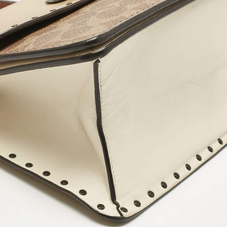 Pre Owned Coach Tricolor Signature Coated Canvas and Leather Parker Top Handle Bag