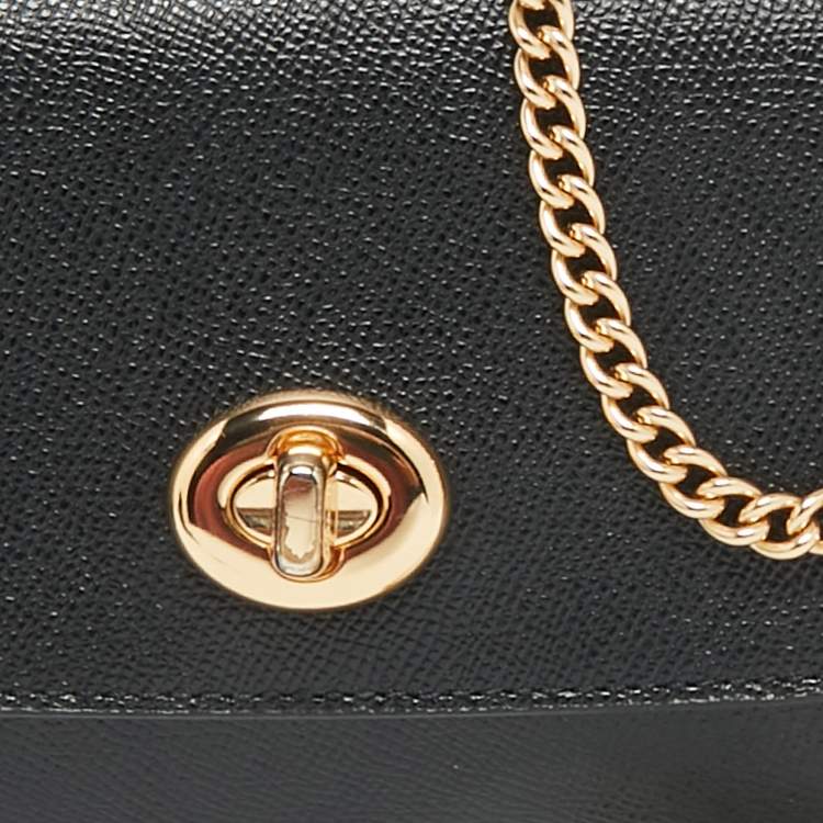 Pre Owned Coach Black Leather Chain Crossbody Bag