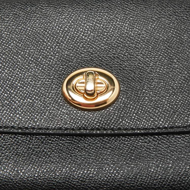 Pre Owned Coach Black Leather Chain Crossbody Bag