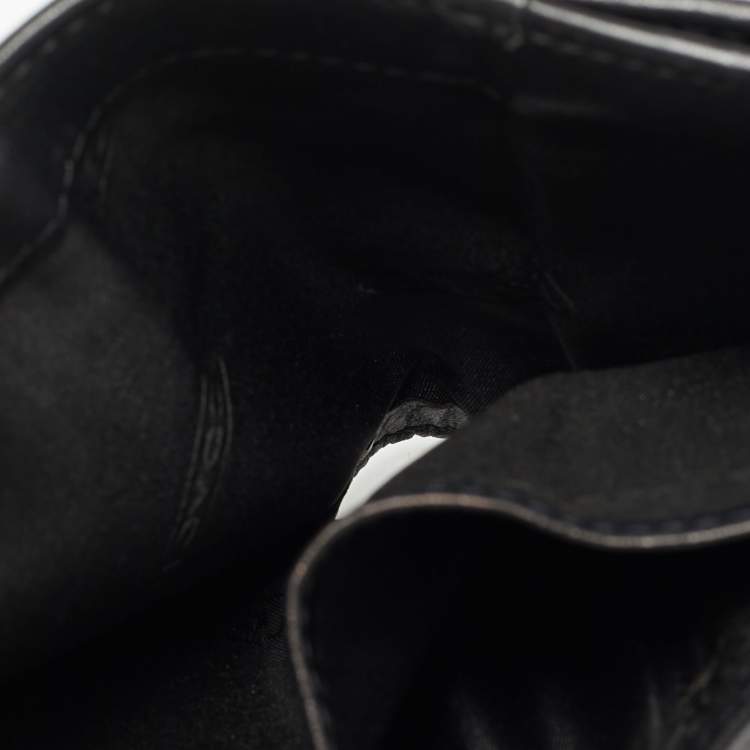Pre Owned Coach Black Signature Canvas and Leather Flap Compact Wallet