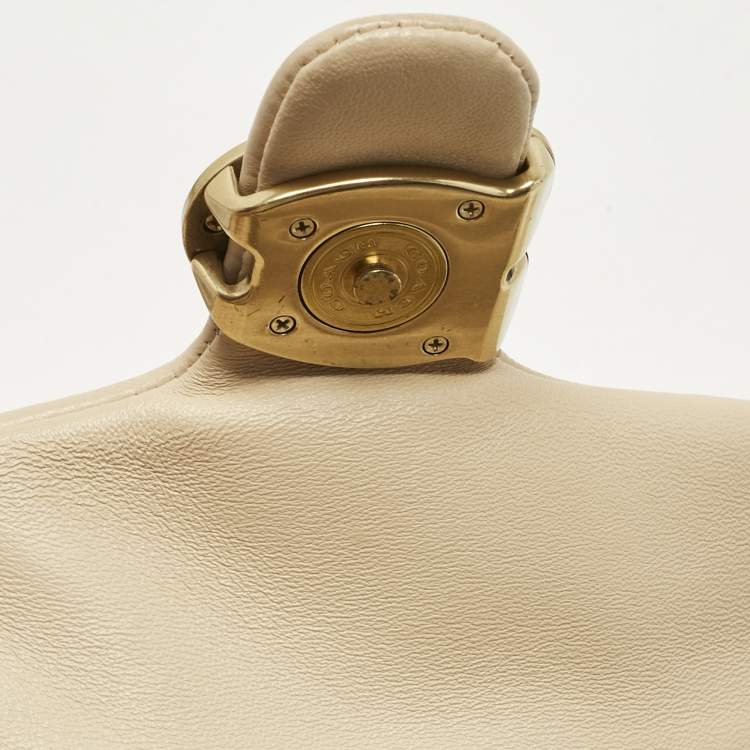 Pre Owned Coach Beige Leather Tabby Pillow 18 Shoulder Bag