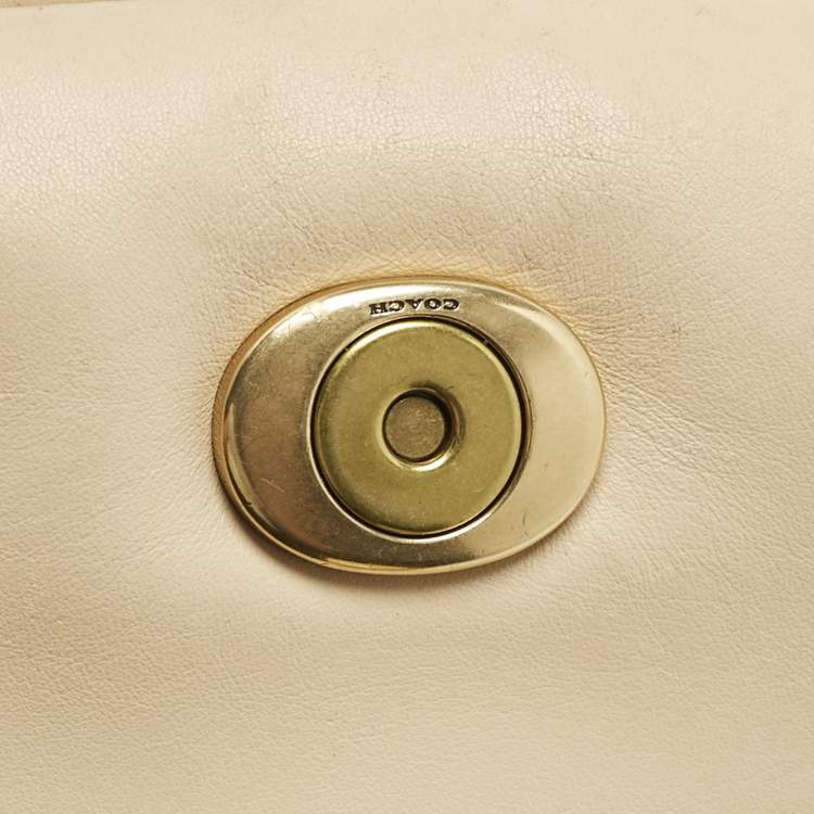 Pre Owned Coach Beige Leather Tabby Pillow 18 Shoulder Bag