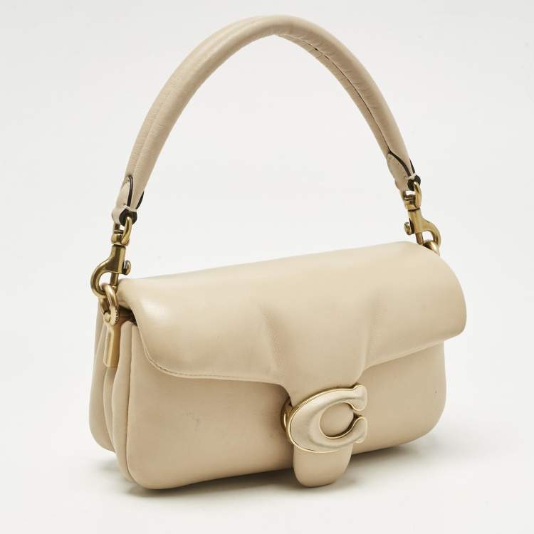 Pre Owned Coach Beige Leather Tabby Pillow 18 Shoulder Bag