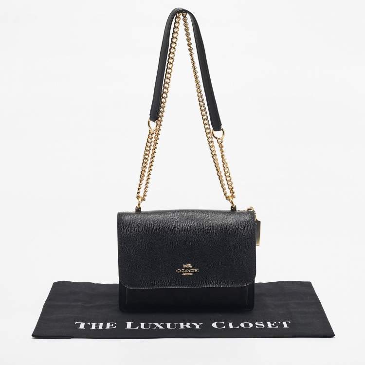 Pre Owned Coach Black/Brown Signature Coated Canvas and Leather Klare Crossbody Bag