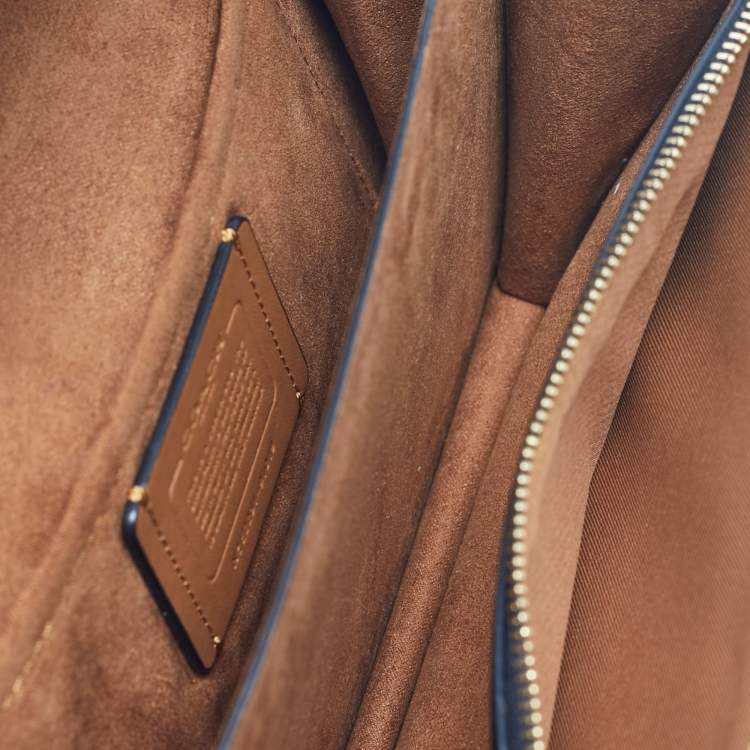 Pre Owned Coach Black/Brown Signature Coated Canvas and Leather Klare Crossbody Bag