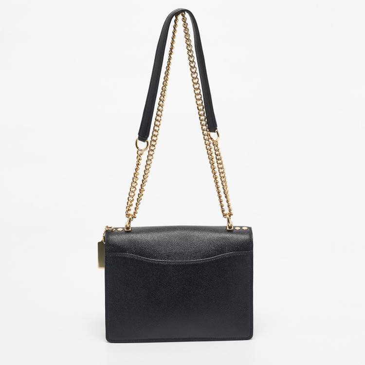 Pre Owned Coach Black/Brown Signature Coated Canvas and Leather Klare Crossbody Bag