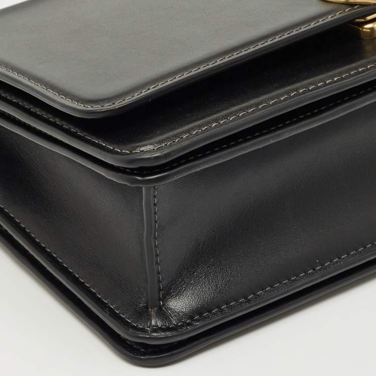 Pre Owned Coach Black Leather Bandit Logo Plaque Flap Crossbody Bag