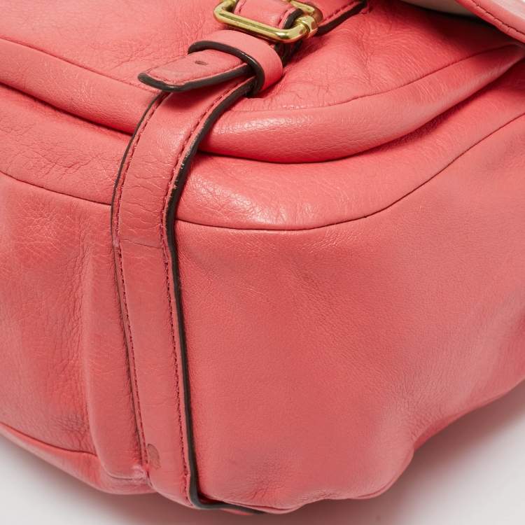 Pre Owned Coach Coral Pink Leather Madison Anabelle Crossbody Bag