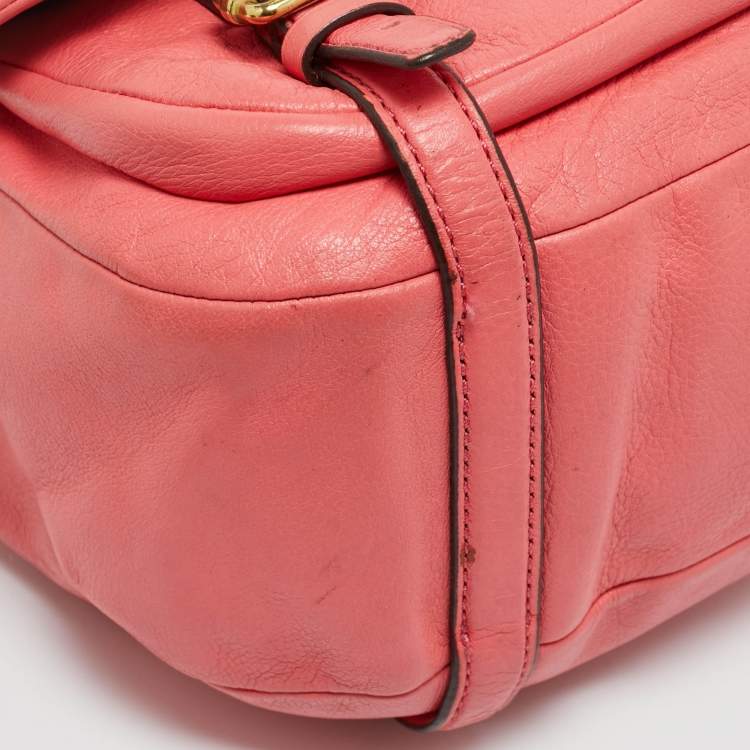 Pre Owned Coach Coral Pink Leather Madison Anabelle Crossbody Bag