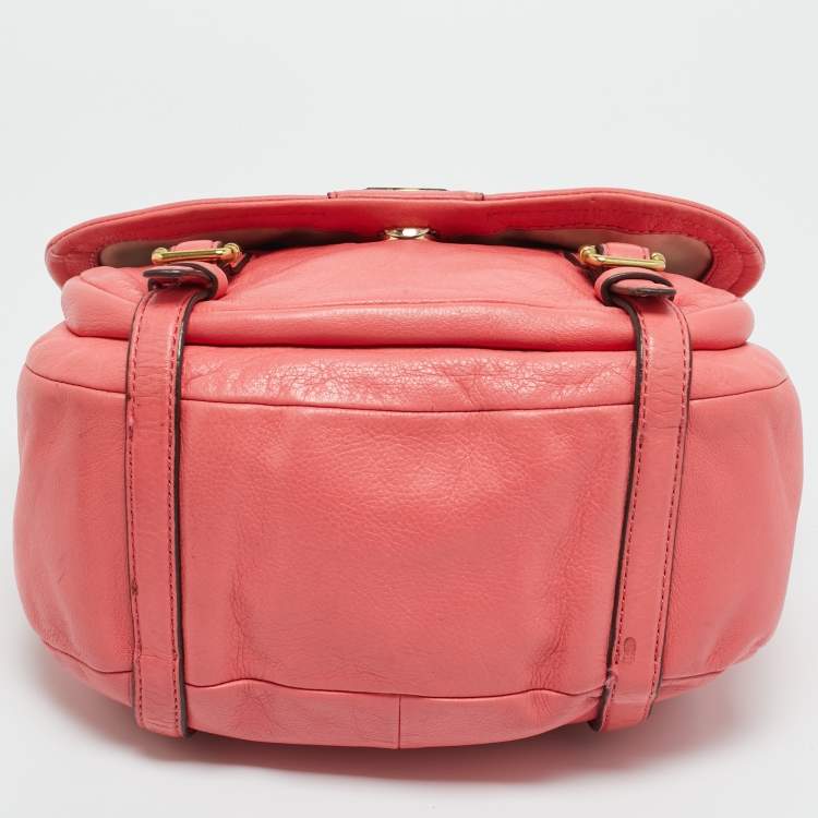 Pre Owned Coach Coral Pink Leather Madison Anabelle Crossbody Bag