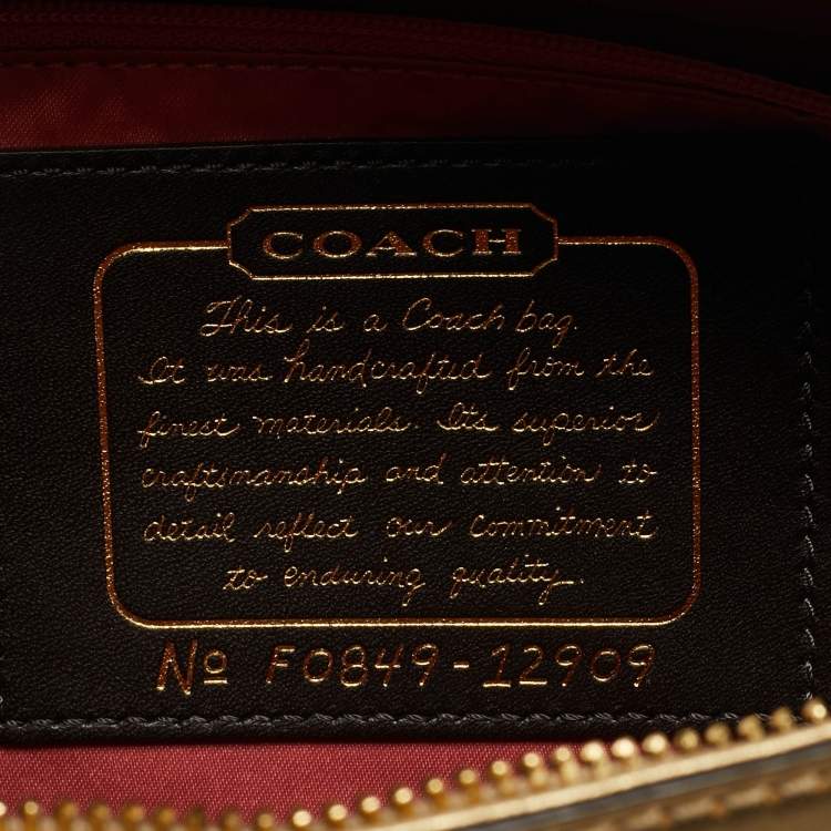 Pre Owned Coach Gold Signature Satin Shoulder Bag