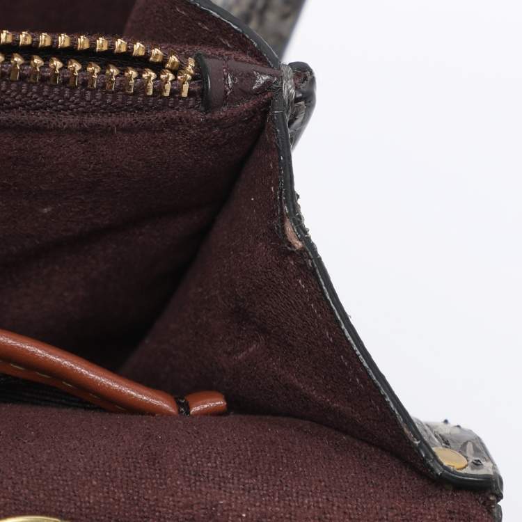 Pre Owned Coach Black Leather and Snakeskin Parker Rivets Shoulder Bag