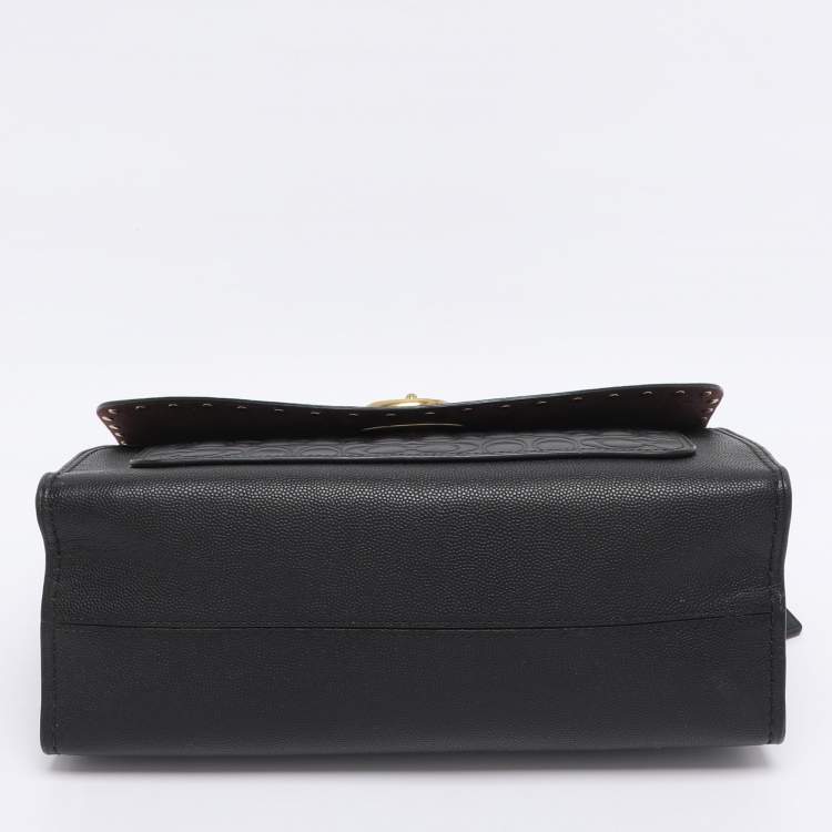 Pre Owned Coach Black Leather and Snakeskin Parker Rivets Shoulder Bag