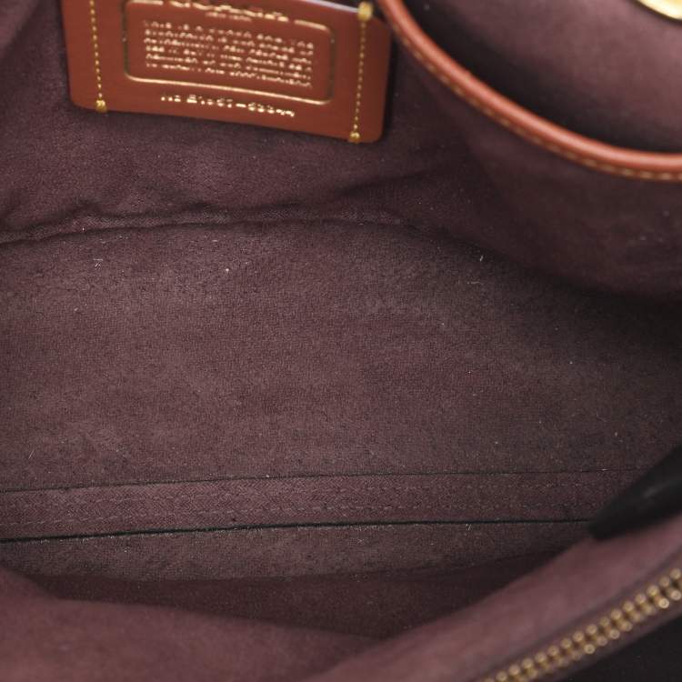 Pre Owned Coach Black Leather and Snakeskin Parker Rivets Shoulder Bag