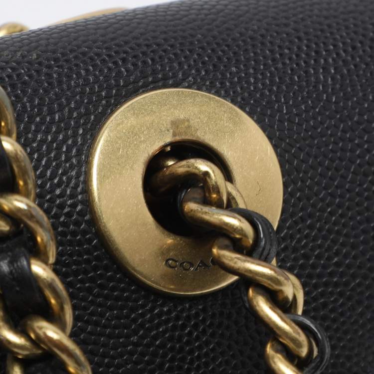 Pre Owned Coach Black Leather and Snakeskin Parker Rivets Shoulder Bag