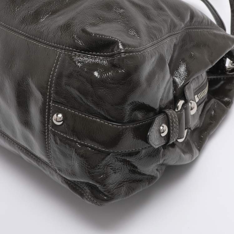 Pre Owned Coach Dark Green Patent Leather Madison Maggie Shoulder Bag