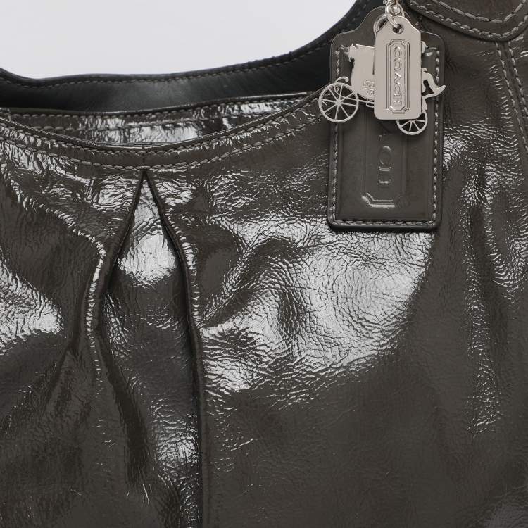 Pre Owned Coach Dark Green Patent Leather Madison Maggie Shoulder Bag