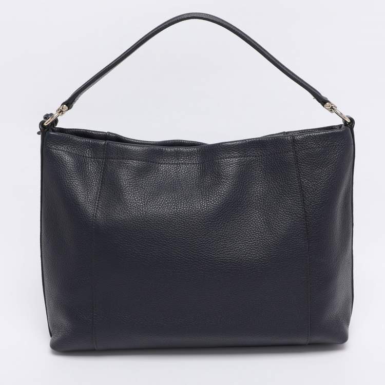 Pre Owned Coach Navy Blue Grained Leather Large Scout Hobo