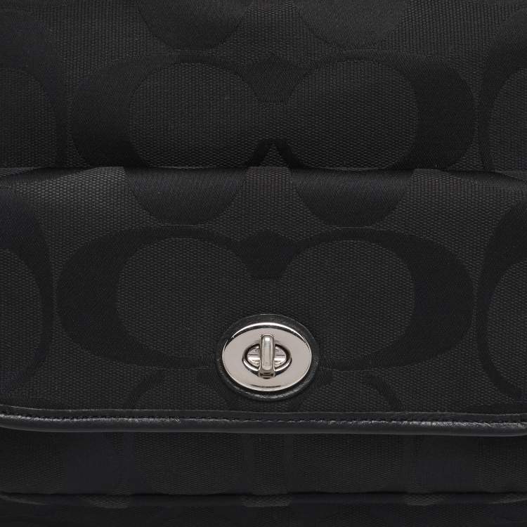 Pre Owned Coach Black/Grey Canvas and Leather Legacy Courtenay Hobo