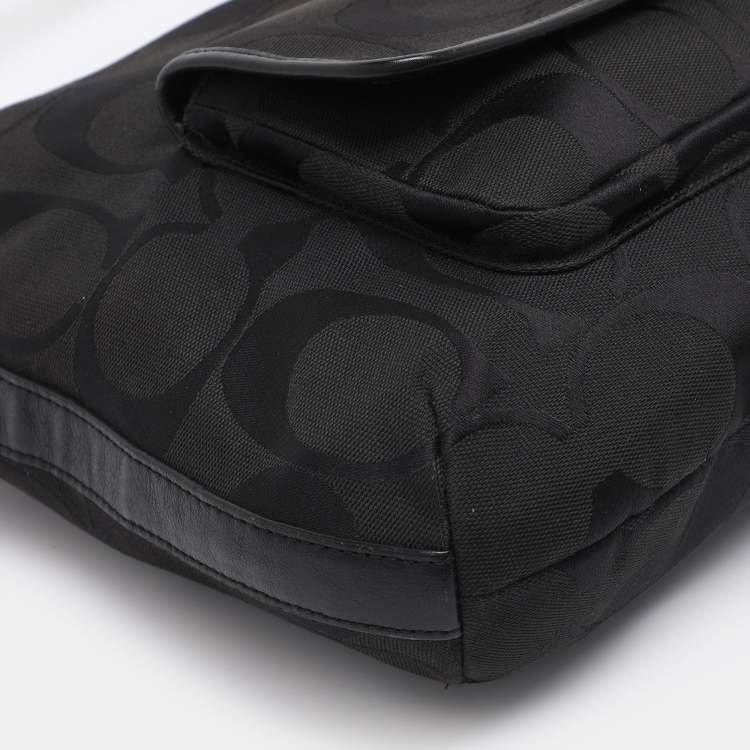 Pre Owned Coach Black/Grey Canvas and Leather Legacy Courtenay Hobo