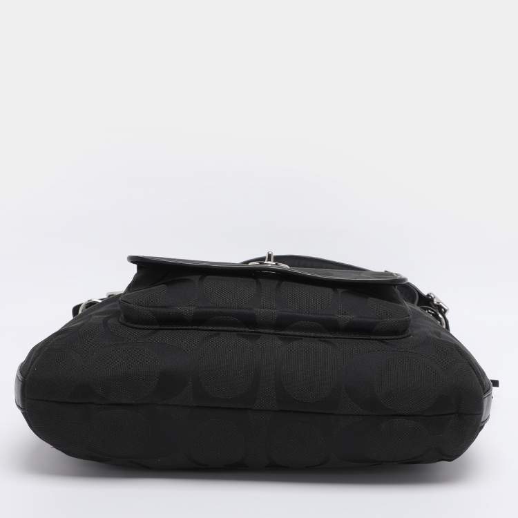 Pre Owned Coach Black/Grey Canvas and Leather Legacy Courtenay Hobo
