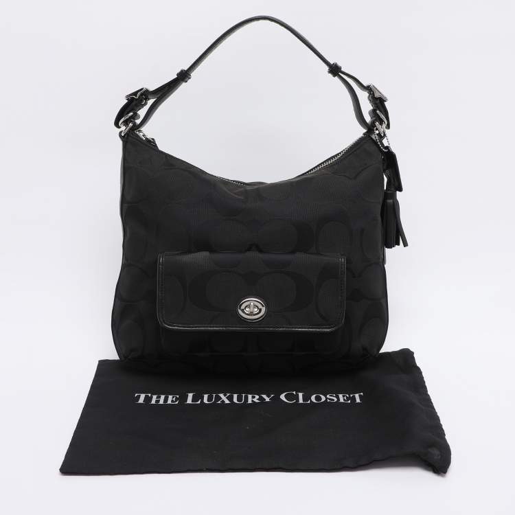 Pre Owned Coach Black/Grey Canvas and Leather Legacy Courtenay Hobo