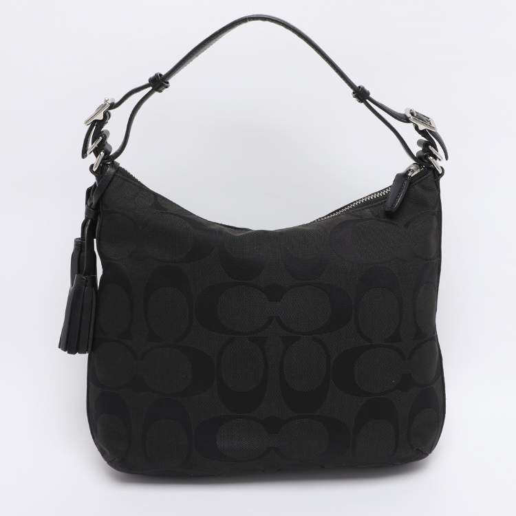 Pre Owned Coach Black/Grey Canvas and Leather Legacy Courtenay Hobo
