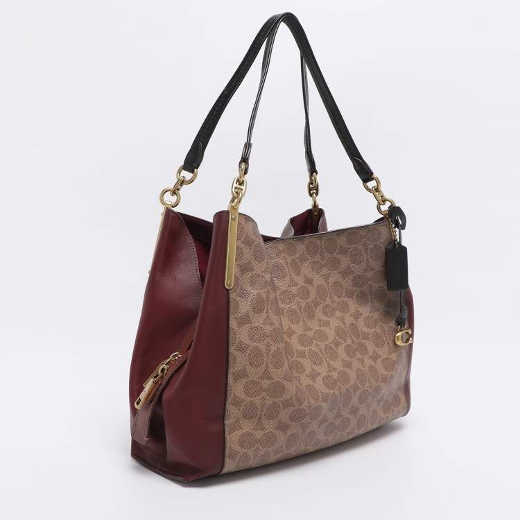 Pre Owned Coach Multicolor Coated Canvas and Leather Colorblock Dalton Shoulder Bag 