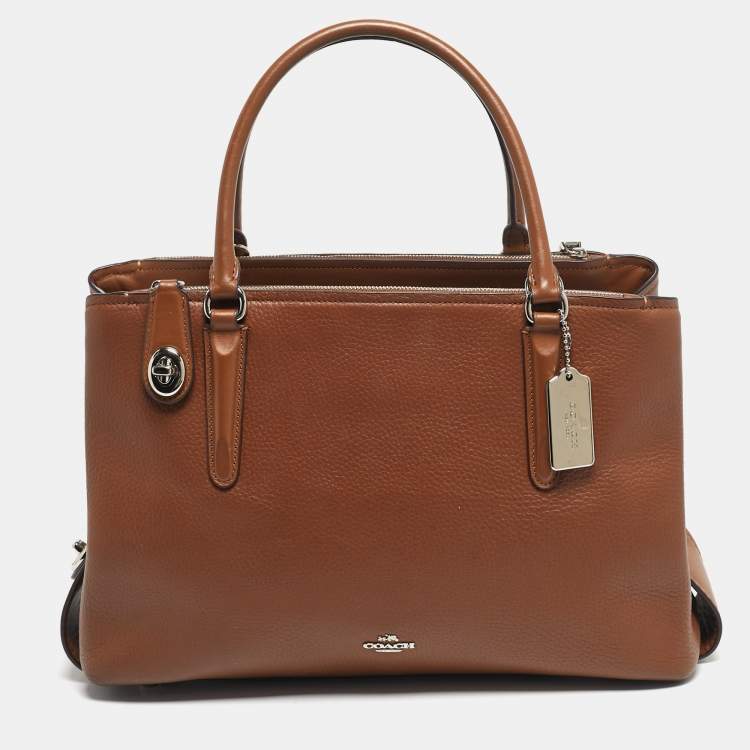 Pre Owned Coach Brown Leather Brooklyn Carryall Satchel