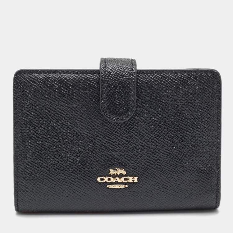Pre Owned Coach Black Leather French Wallet