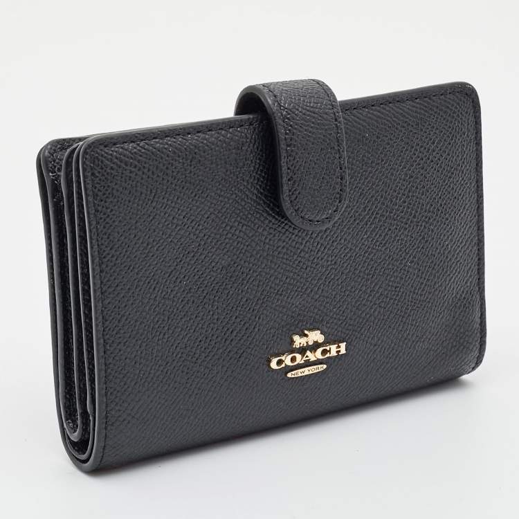 Pre Owned Coach Black Leather French Wallet