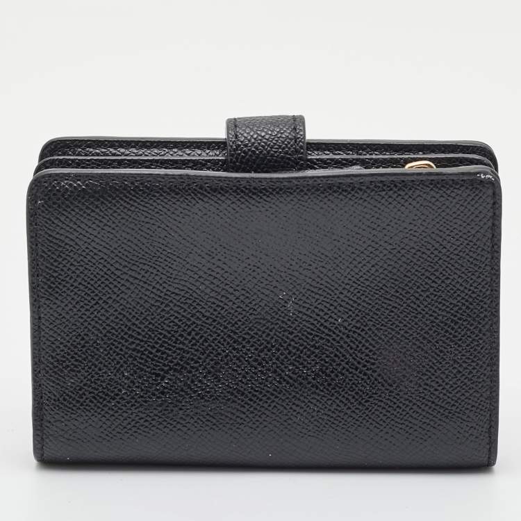 Pre Owned Coach Black Leather French Wallet
