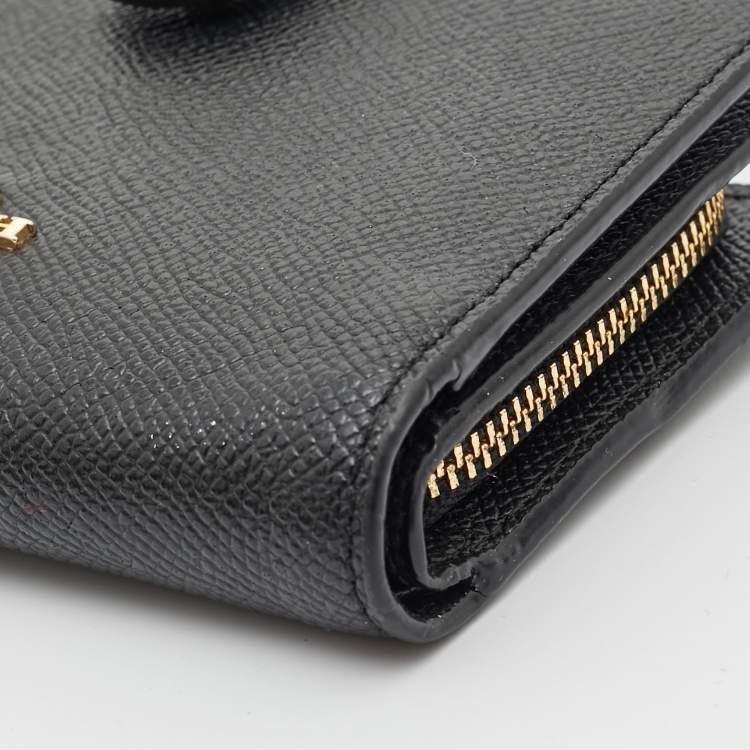 Pre Owned Coach Black Leather French Wallet