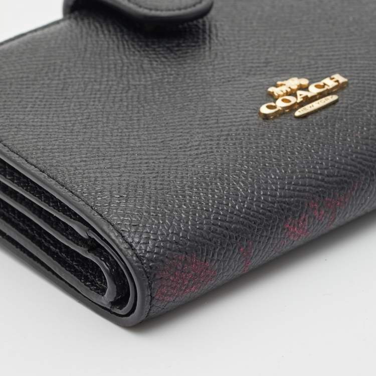 Pre Owned Coach Black Leather French Wallet