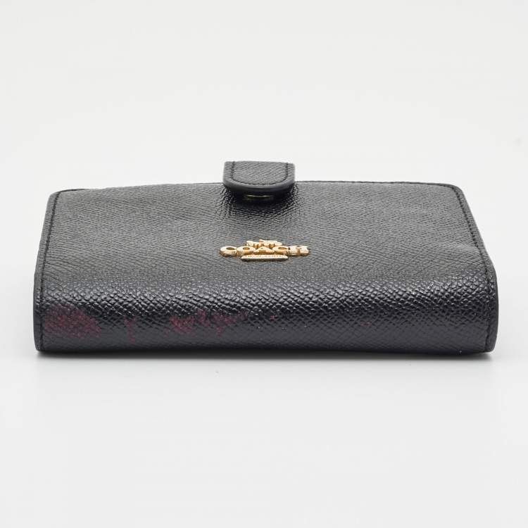 Pre Owned Coach Black Leather French Wallet