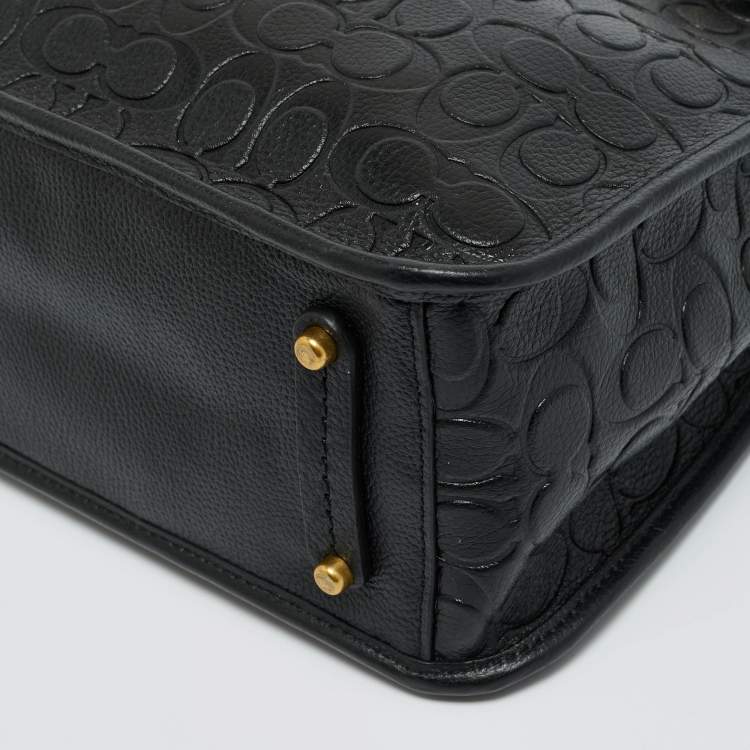 Pre Owned Coach Black Signature Embossed Leather Tyler Carryall Tote