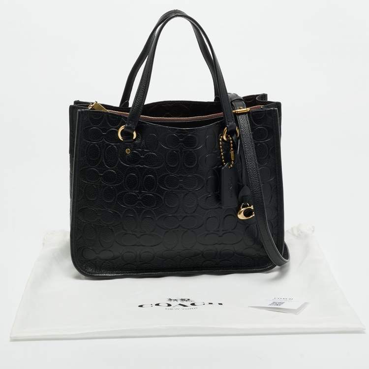 Pre Owned Coach Black Signature Embossed Leather Tyler Carryall Tote