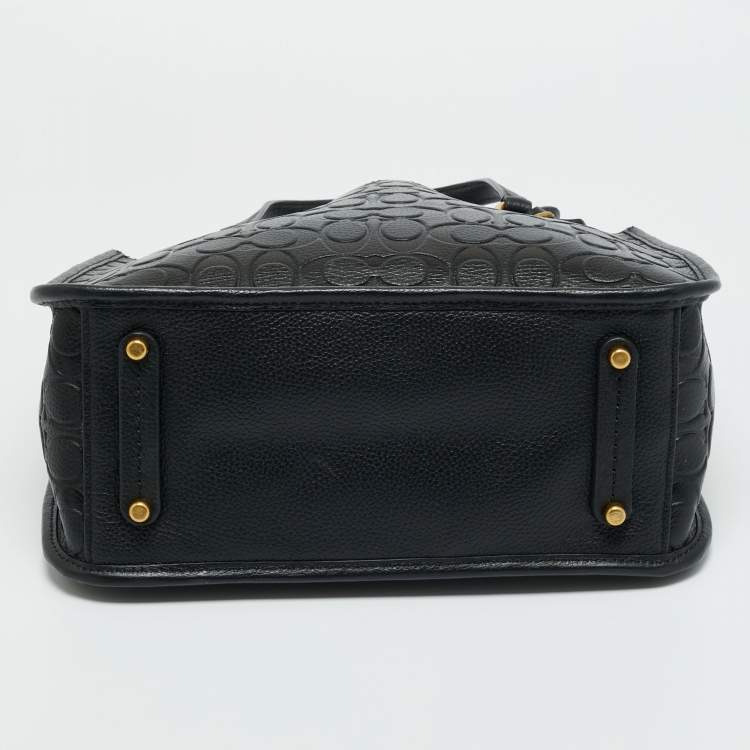 Pre Owned Coach Black Signature Embossed Leather Tyler Carryall Tote