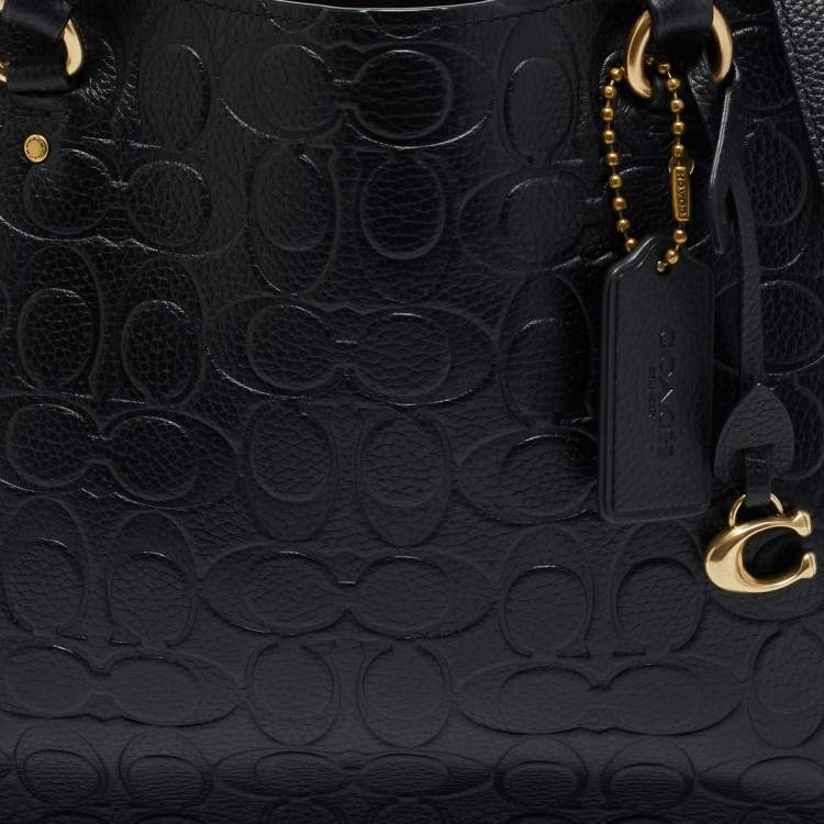 Pre Owned Coach Black Signature Embossed Leather Tyler Carryall Tote